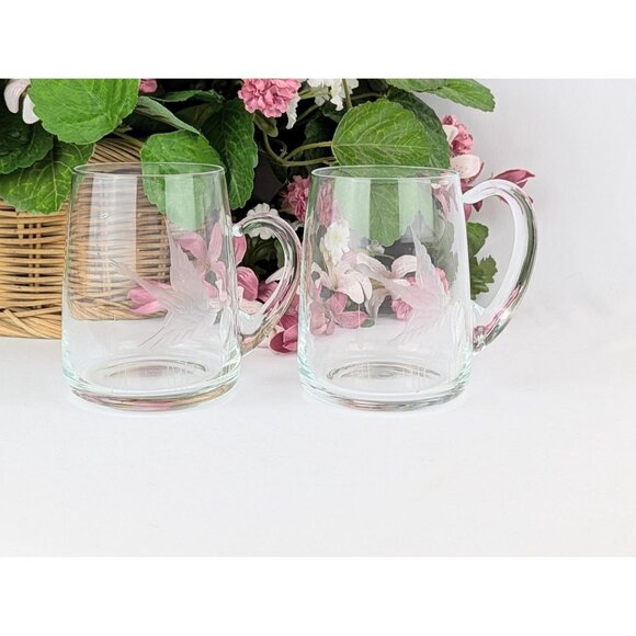 Pair of Vintage Handblown Glasses with Etched Bird Goose Duck Waterfowl Wildlife - Picture 3 of 7